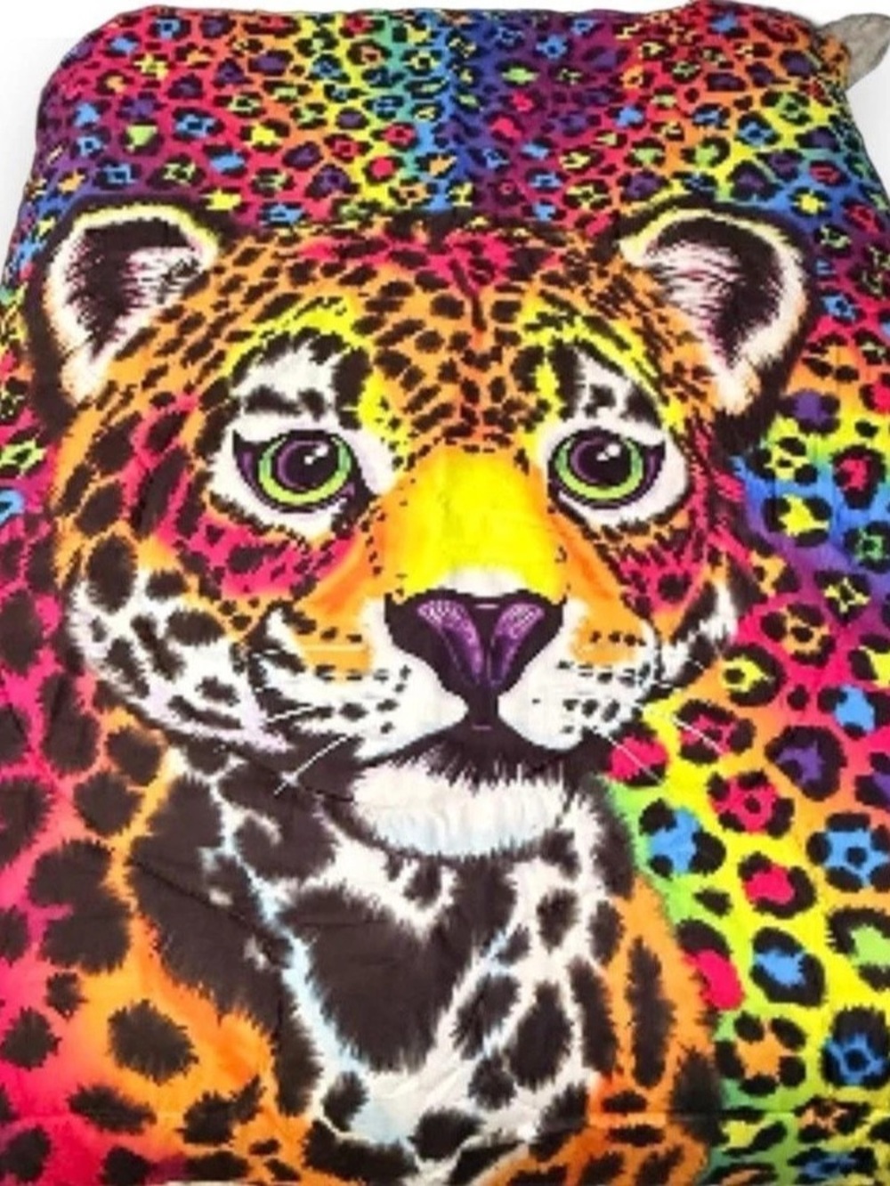 Rare Lisa Frank Hunter Rainbow Cheetah Leopard Comforter set full/queen